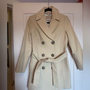Banana Republic Cream Double-Breasted Trench Coat